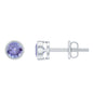 Natural 1 Carat Blue Tanzanite Solitaire Stud Earrings in Bezel Setting