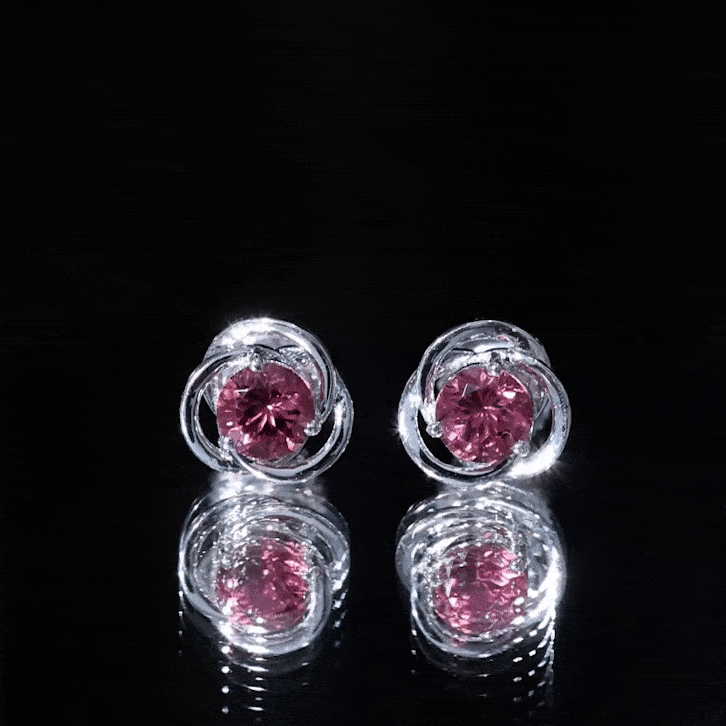 0.9 Carat Solitaire Pink Tourmaline Swirl Stud Earrings