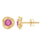 0.9 Carat Solitaire Pink Tourmaline Swirl Stud Earrings