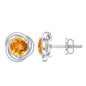 Solitaire 1 Carat Citrine Swirl Stud Earrings in 3 Prong Setting