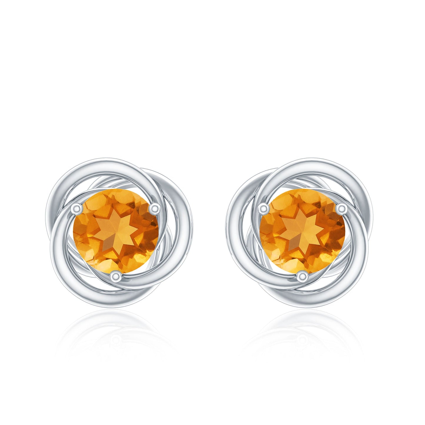 Solitaire 1 Carat Citrine Swirl Stud Earrings in 3 Prong Setting