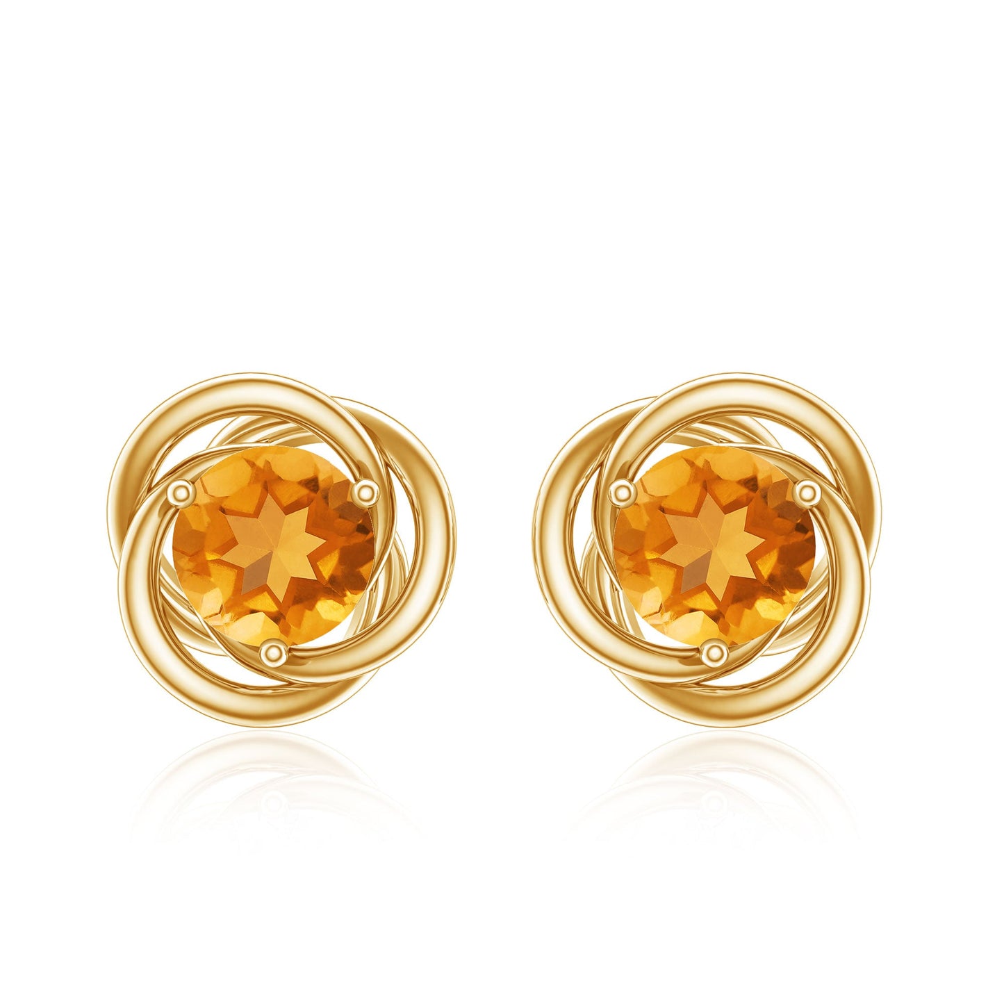 Solitaire 1 Carat Citrine Swirl Stud Earrings in 3 Prong Setting