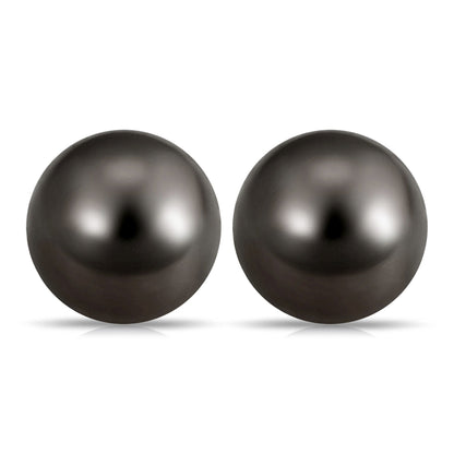 15 Carat Elegant Tahitian Pearl Solitaire Stud Earrings in Bead Set