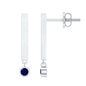 Round Blue Sapphire Bar Drop Earrings for Women