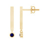 Round Blue Sapphire Bar Drop Earrings for Women