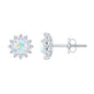 Real Ethiopian Opal Flower Stud Earrings with Diamond Halo