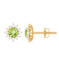 1 Carat Peridot Stud Earrings with Diamond Halo