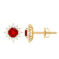 0.6 Carat Lab Grown Ruby Classic Stud Earrings with Diamond Halo
