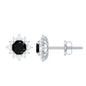 Round Lab Grown Black and White Diamond Halo Stud Earrings