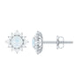 Classic Moonstone Stud Earrings with Diamond Halo