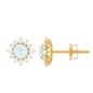 Classic Moonstone Stud Earrings with Diamond Halo
