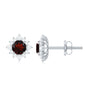 0.6 Carat Garnet Classic Stud Earrings with Diamond Halo