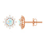 Classic Ethiopian Opal Stud Earrings with Diamond Halo