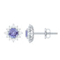 1 Carat Classic Tanzanite Stud Earrings with Diamond Halo