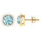 Natural Aquamarine Bridal Stud Earrings with Diamond Halo