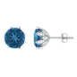 4 CT London Blue Topaz and Diamond Bridal Stud Earrings