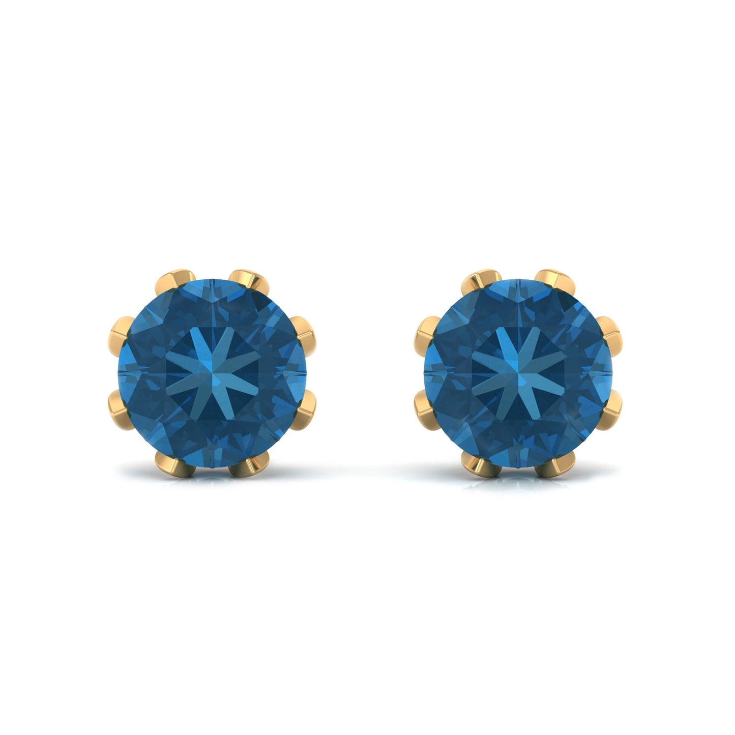 4 CT London Blue Topaz and Diamond Bridal Stud Earrings