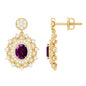 Real 0.8 Carat Rhodolite Drop Earrings with Lab Diamond for Women
