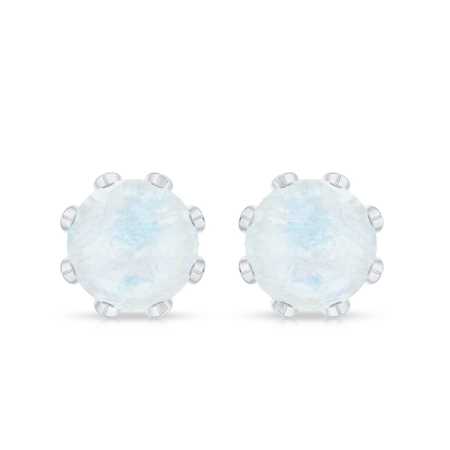 Natural 1.7 Carat Moonstone Stud Earrings with Diamond