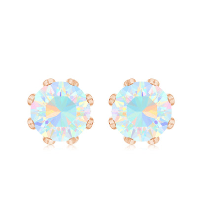 Certified Genuine Ethiopian Opal Flower Earrings with Diamond