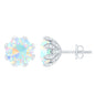 Certified Genuine Ethiopian Opal Flower Earrings with Diamond