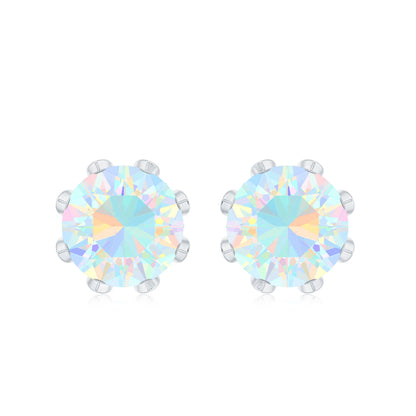 Certified Genuine Ethiopian Opal Flower Earrings with Diamond