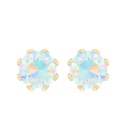 Certified Genuine Ethiopian Opal Flower Earrings with Diamond