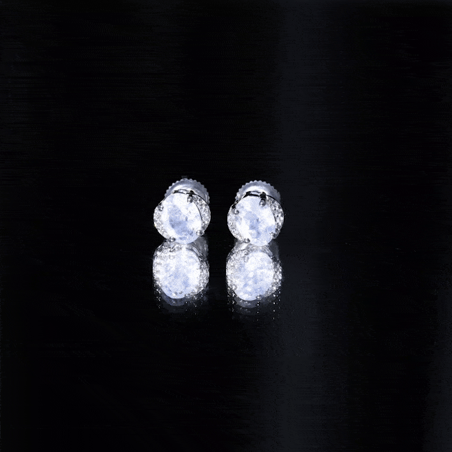 1.2 Carat Oval Moonstone Solitaire Stud Earrings with Diamond
