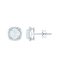 Natural 0.7 Carat Moonstone Stud Earrings with Diamond Halo