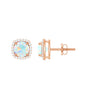 Real 1.6 Carat Ethiopian Opal and Diamond Halo Stud Earrings