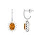 Natural 2.2 Carat Oval Citrine Drop Earrings with Moissanite