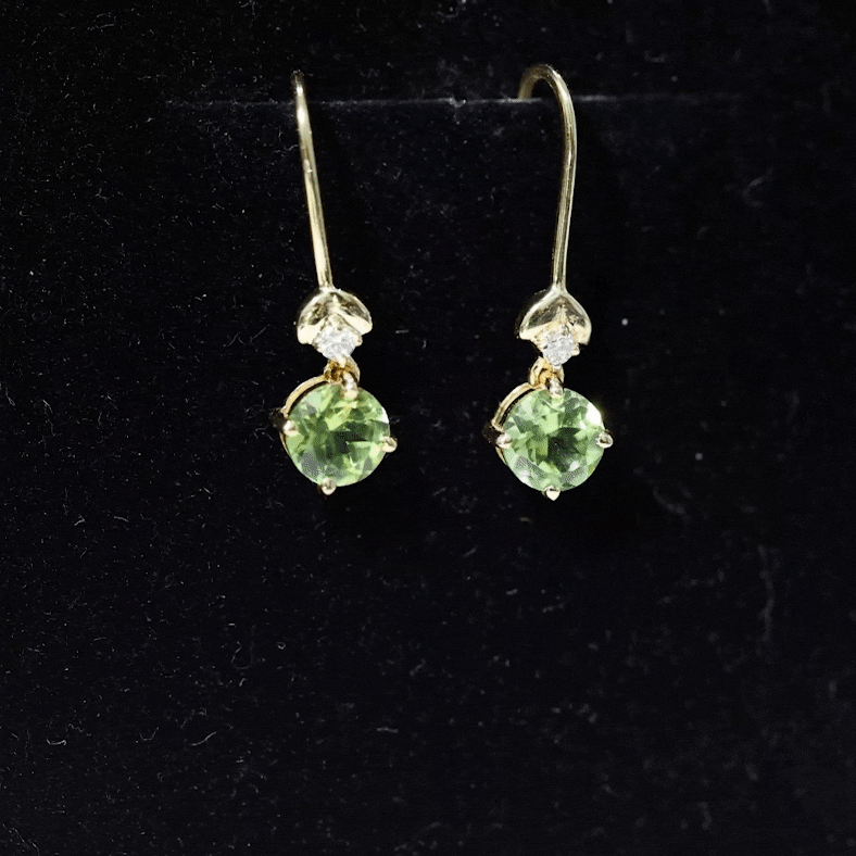 1 Carat Round Peridot and Moissanite Drop Earrings with Fish Hook