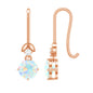 Round Ethiopian Opal and Diamond Drop Earrings with Fish Hook
