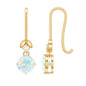 Round Ethiopian Opal and Diamond Drop Earrings with Fish Hook