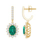 1.7 Carat Oval Shape Lab Grown Emerald Drop Earrings with Diamond