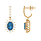 Natural 2.2 Carat London Blue Topaz Drop Earrings with Diamond Halo