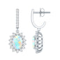 Certified 1.8 Carat Oval Ethiopian Opal Drop Earrings with Certificate
