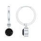 Natural Black Spinel Drop Hoop Earrings