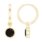Bezel Set Black Onyx Hinged Hoop Drop Earrings