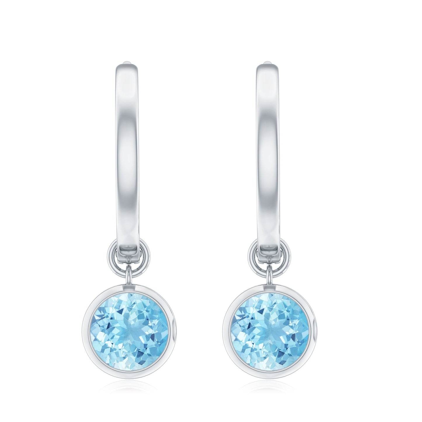 Natural Aquamarine Hoop Drop Earrings with Certificate