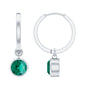 1.6 Carat Bezel Set Lab Grown Emerald Hinged Hoop Earrings