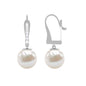 Simple Freshwater Pearl and Diamond Drop Earrings with Lever Back