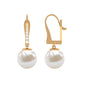 Simple Freshwater Pearl and Diamond Drop Earrings with Lever Back
