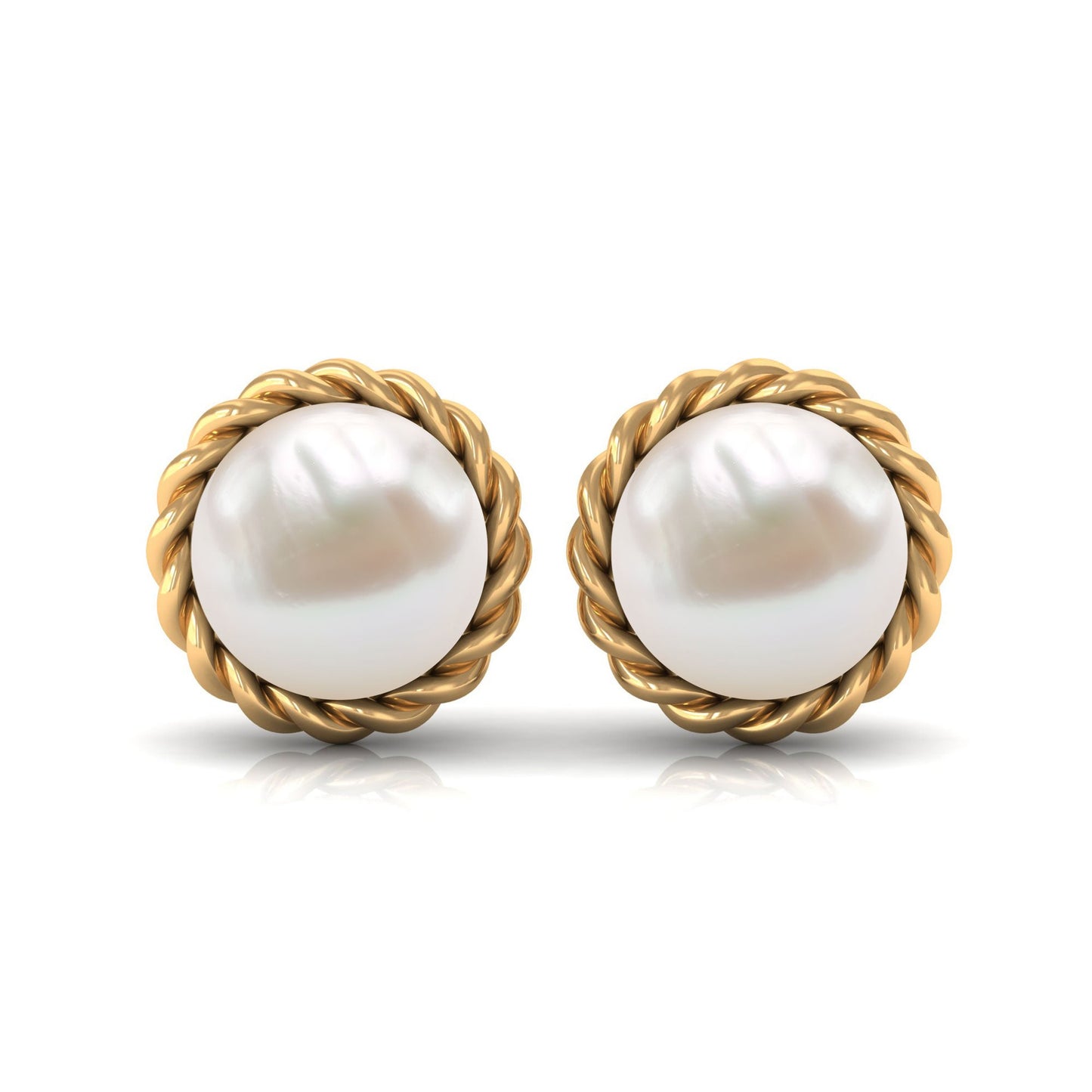 Handpicked 16 Carat Freshwater Pearl Stud Earrings with Rope Frame
