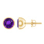 Natural Bezel Set 2.4 Carat Amethyst Stud Earrings