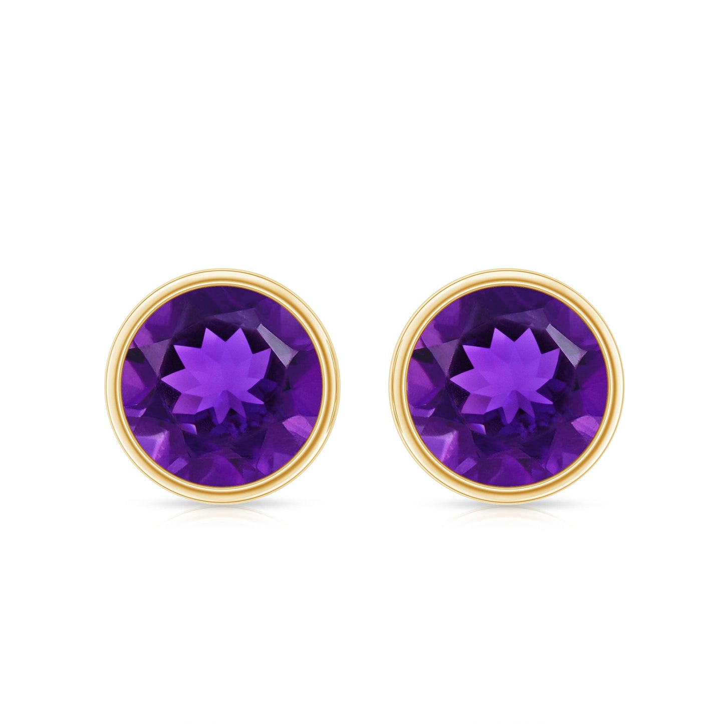 Natural Bezel Set 2.4 Carat Amethyst Stud Earrings