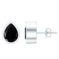 Genuine Black Onyx Teardrop Stud Earrings in Bezel Set
