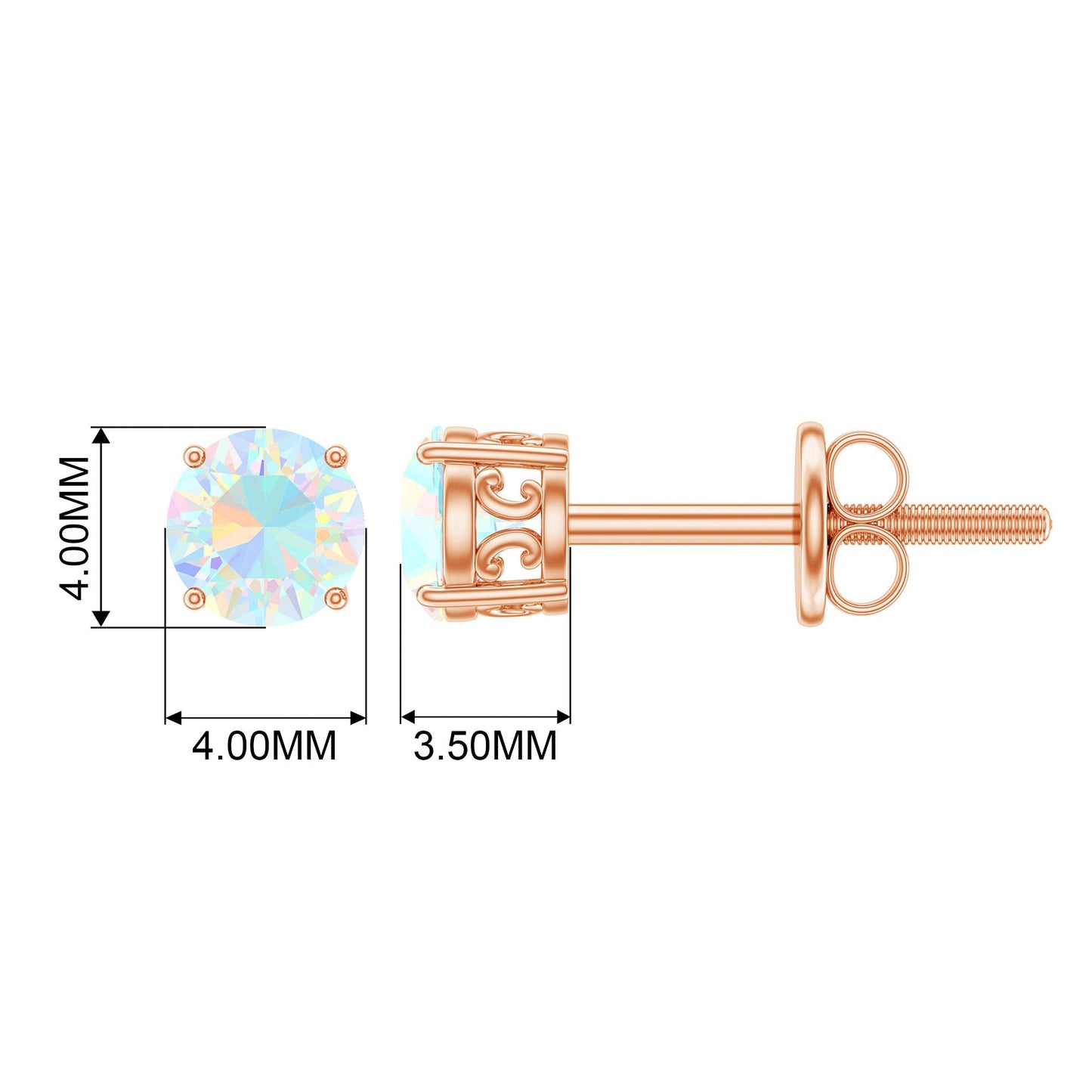 0.5 Carat Ethiopian Opal Solitaire Stud Earrings in 4 Prong Setting