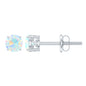 0.5 Carat Ethiopian Opal Solitaire Stud Earrings in 4 Prong Setting
