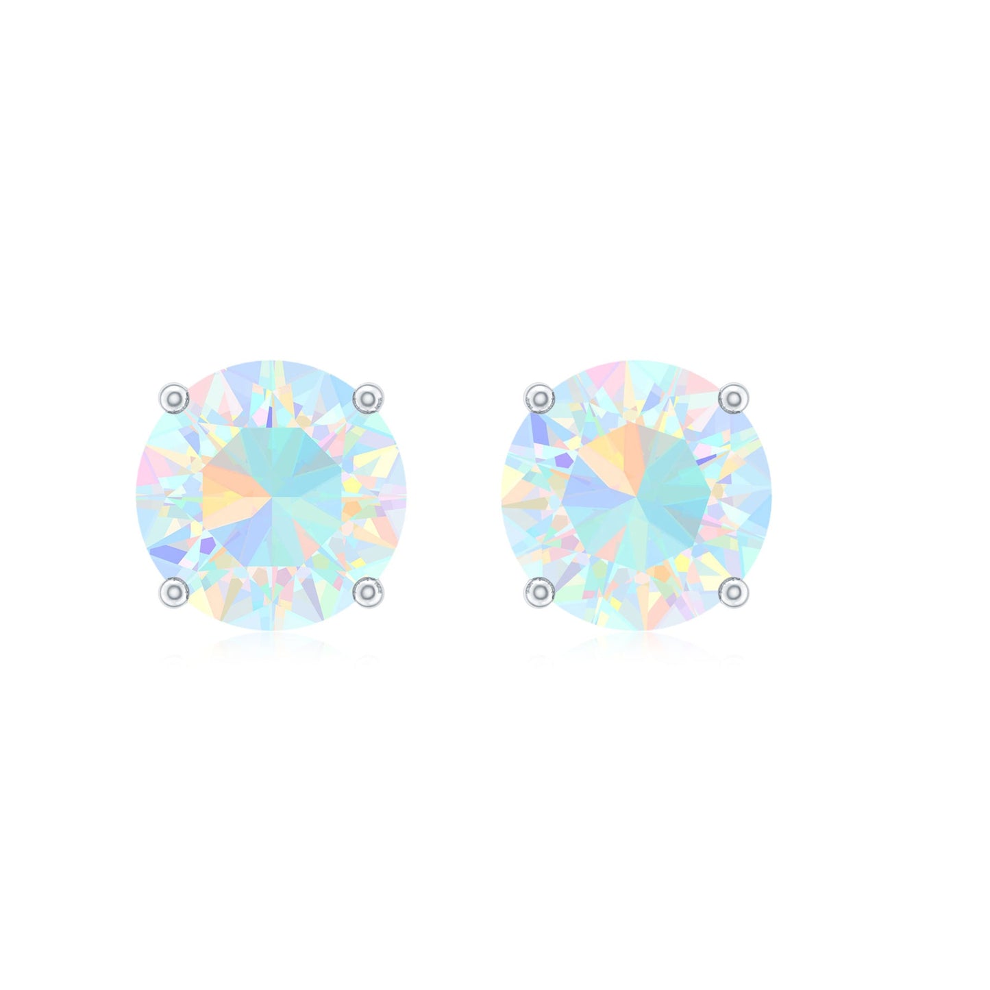 0.5 Carat Ethiopian Opal Solitaire Stud Earrings in 4 Prong Setting